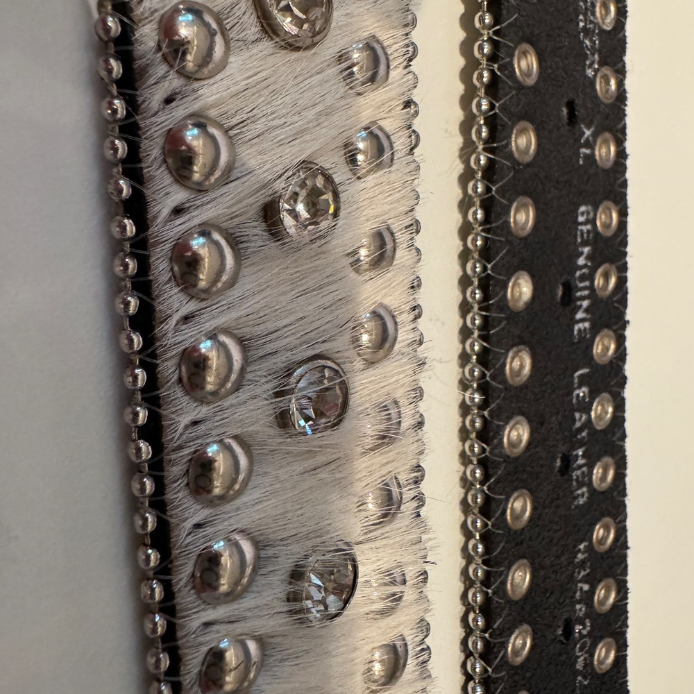 Bejeweled rhinestone studded pony hip belt XL Noona belt bling leather - Picture 8 of 10